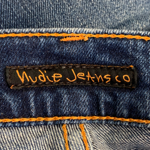 NUDIE JEANS Size 30 Lean Dean Blue Contrast Stitch Cotton Blend Slim Straight Jeans