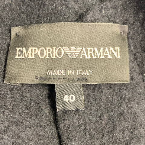 EMPORIO ARMANI Size 4 Black Virgin Wool Applique Sleeveless Casual Top