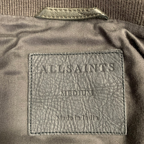 Blouson bomber ALLSAINTS en cuir d'agneau vert olive taille M