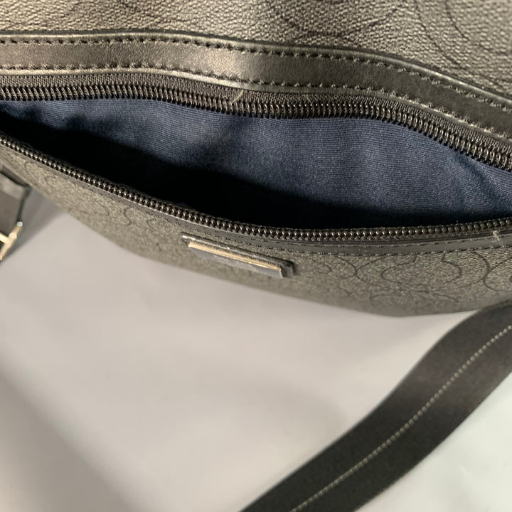 COACH One Size Grey Black Logo Coated Canvas Crossbody Bag