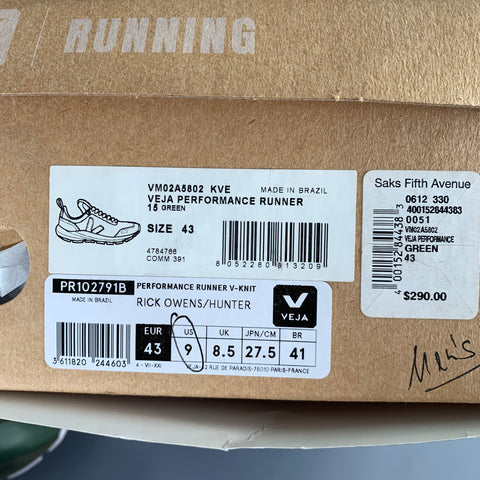 RICK OWENS Size 9 Green Mixed Materials Nylon Runner Sneakers