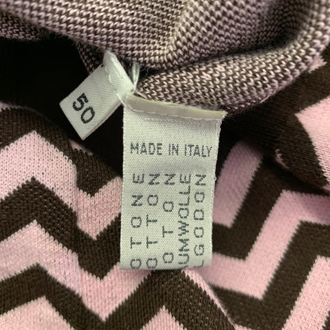 SARTORIO Size M Brown Pink Chevron Cotton Buttoned Polo