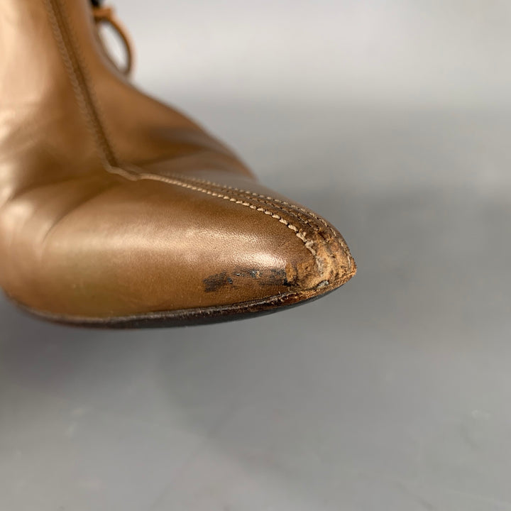 GUCCI Size 7.5 Brown Leather Pointed Toe Boots