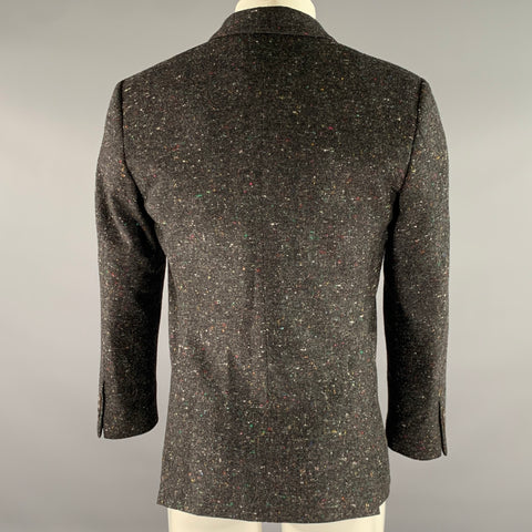 CALVIN KLEIN Size 38 Grey Speckled Wool Silk Sport Coat