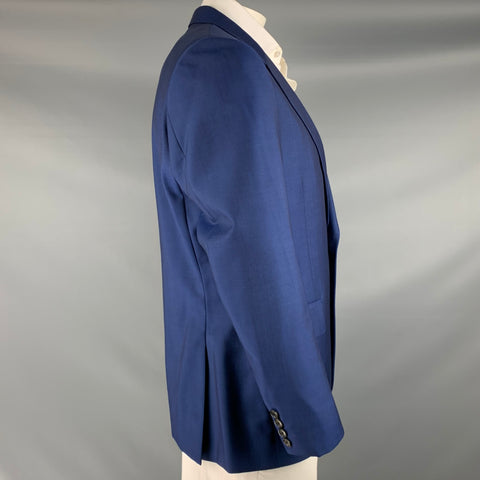 PAUL SMITH Size 44 Blue Wool Mohair Notch Lapel Sport Coat