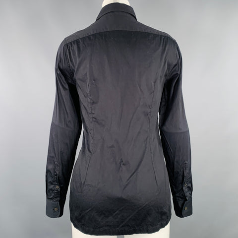 DRIES VAN NOTEN Size XS Black Cotton Embroidered Long Sleeve Shirt