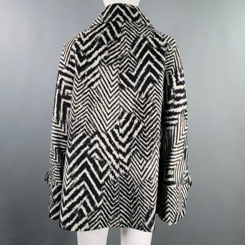 CINZIA ROCCA Size 8 Black White Wool Angora Zig Zag Jacket