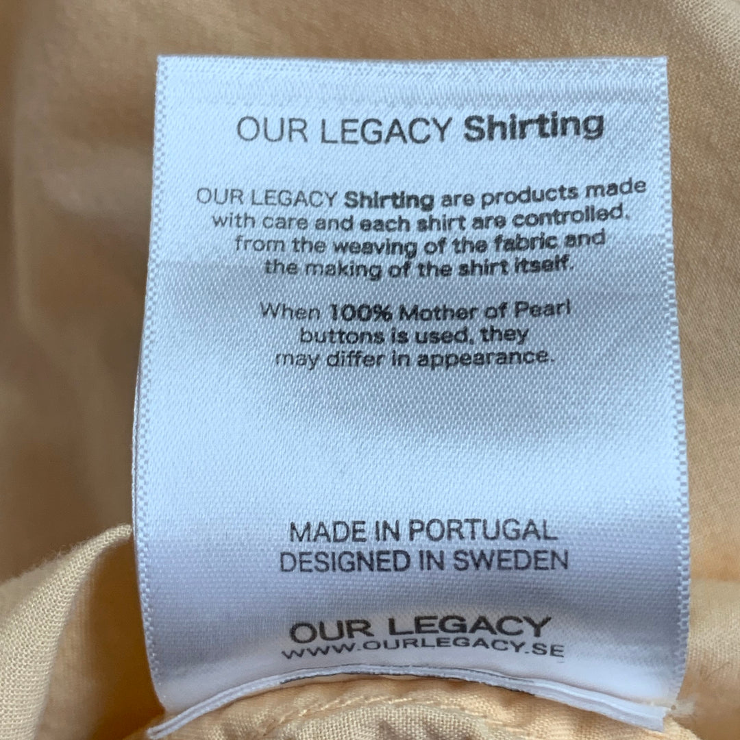 OUR LEGACY Size M Light Orange Cotton One Pocket Long Sleeve Shirt