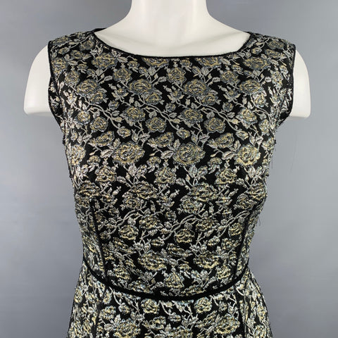 MARC JACOBS Size 4 Black Silver Nylon Blend Floral Sleeveless Dress