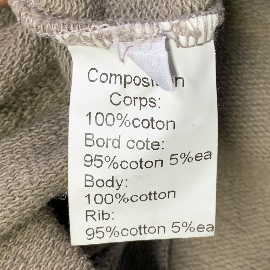 BALMAIN Size M Grey Olive Cotton Distressed Hoodie Sweatshirt
