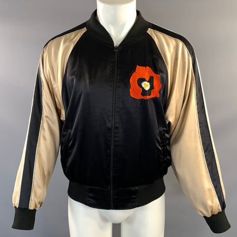 ENFANTS RICHES DEPRIMES ERD FW2016  Size M Black Gold Silk Zip Up Jacket