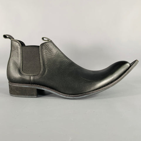 COMME des GARCONS HOMME PLUS SS15 Size 10 Soldier of Peace Black Leather Chelsea Boots