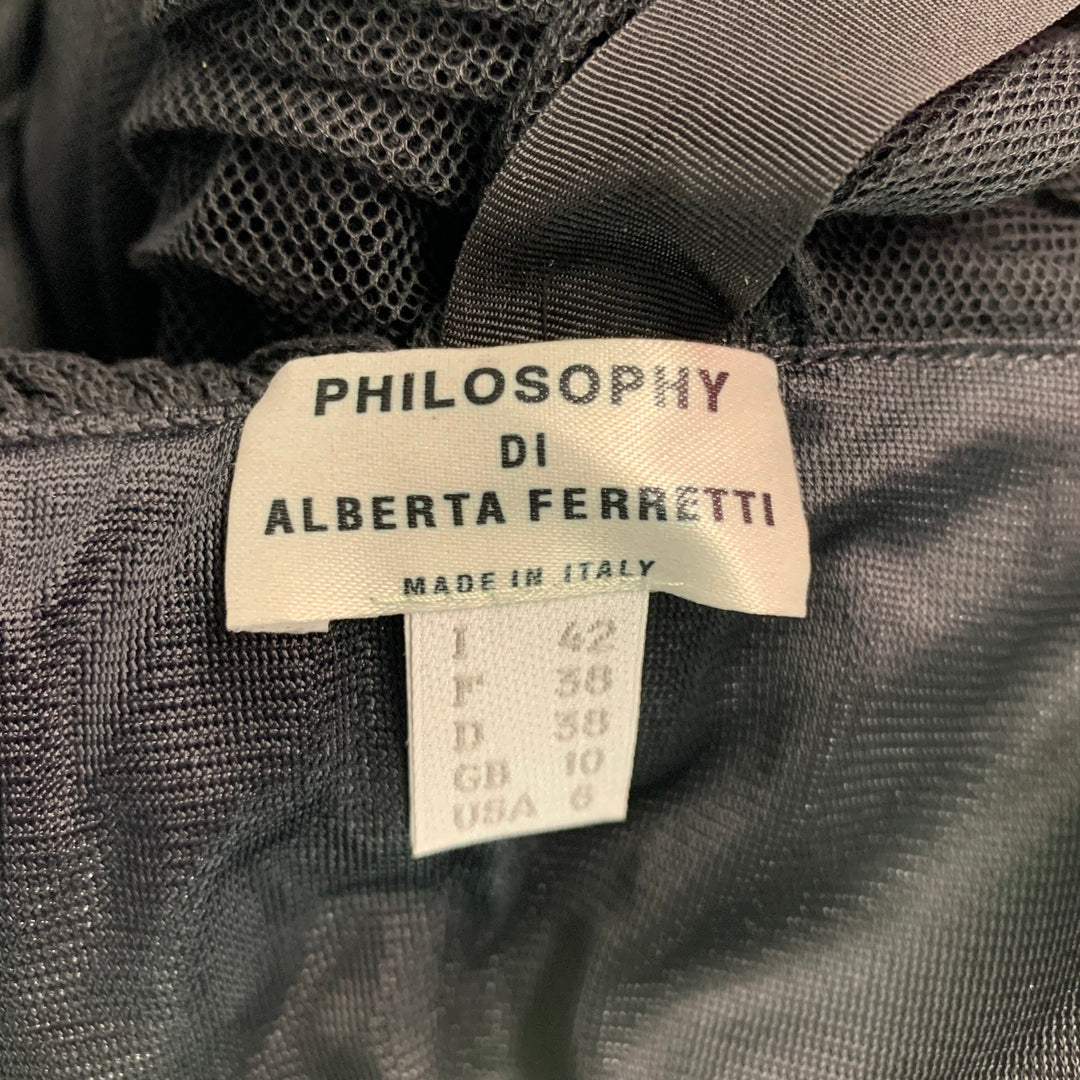 PHILOSOPHY di ALBERTA FERRETTI Size 6 Black Cotton Ruched Halter Dress Top