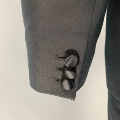 DSQUARED2 Size 44 Black Cotton Silk Peak Lapel Tuxedo
