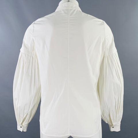 VALENTINO Size S White Pleated Double Sleeve Long Sleeve Shirt