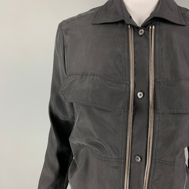 MCQ by ALEXANDER MCQUEEN Size XS Black Silk Patch Pockets Shirt