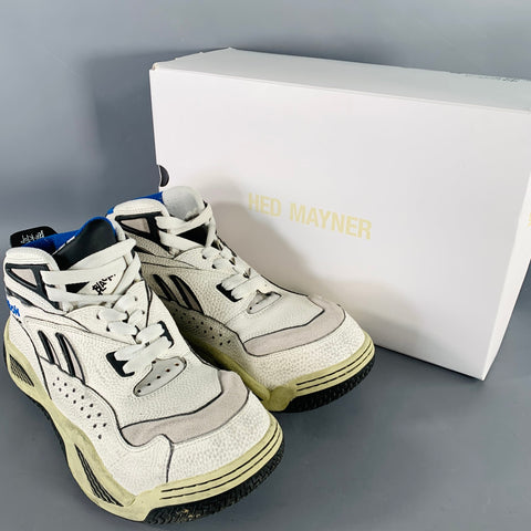 HED MAYNER x REEBOK Size 10 Blacktop White Black Color Block Leather Chunky Sole Sneakers