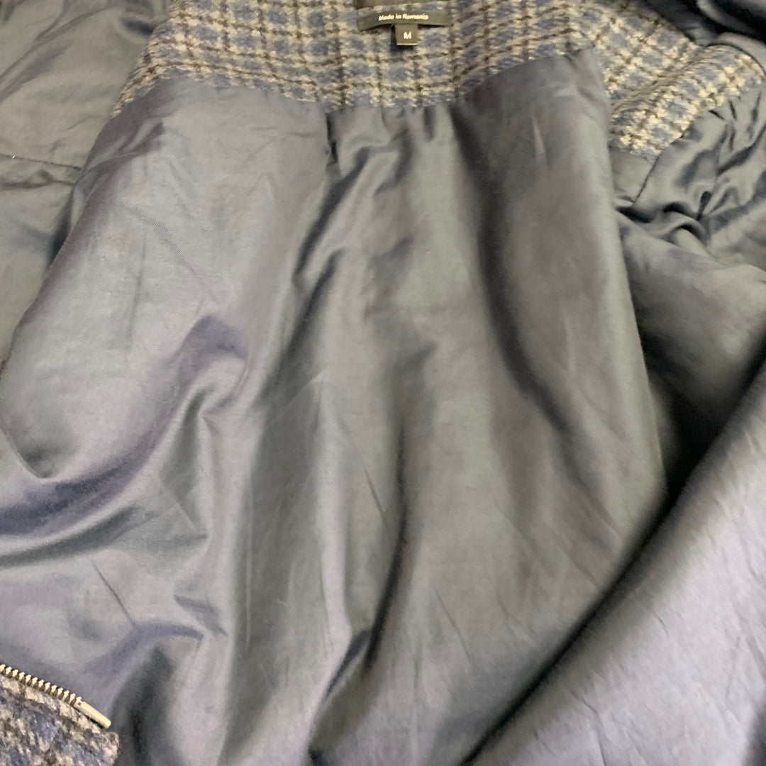 A.P.C. Size M Blue Grey Black Plaid Wool Blend Zip Up Jacket