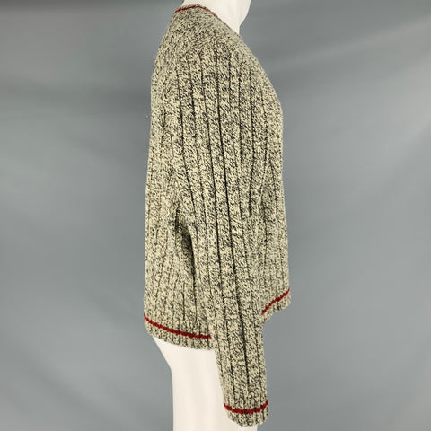 RALPH LAUREN Size M Beige Black Knitted Wool Nylon Crew Neck Sweater