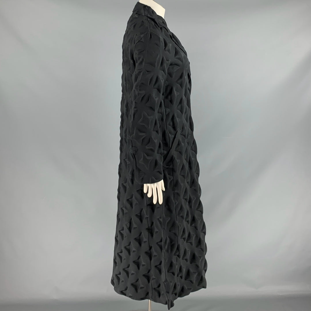 ISSEY MIYAKE Size L Black Polyester Stars Embossed Long Coat