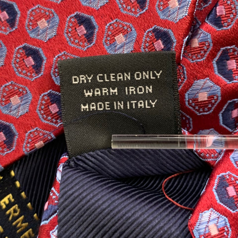 ERMENEGILDO ZEGNA Size One Size Red Blue Abstract Silk Tie