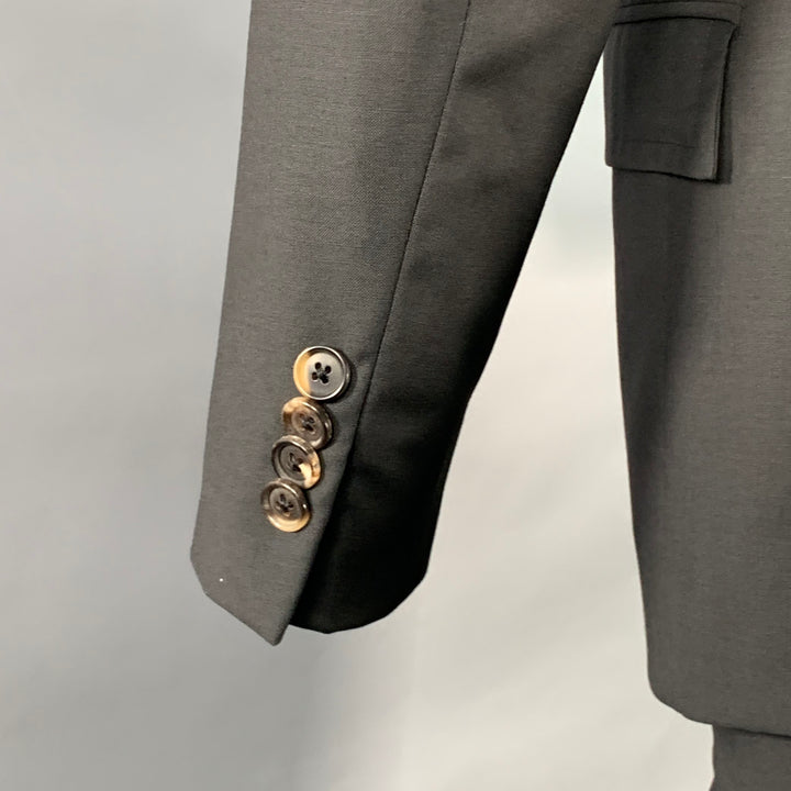 BAND OF OUTSIDERS Size 38 Regular Black Wool Mohair Contrast Stitch Notch Lapel Suit