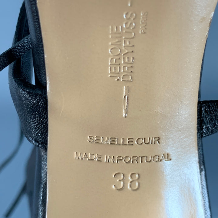 JEROME DREYFUSS Size 7 Black Leather Fringed Stiletto Pumps