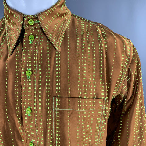 CHRISTOPHER JOHN ROGERS Chemise manches longues marron vert en mélange de viscose Taille S
