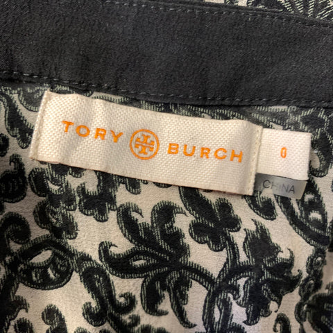 TORY BURCH Size 0 Black Off White Pull On Dress Top
