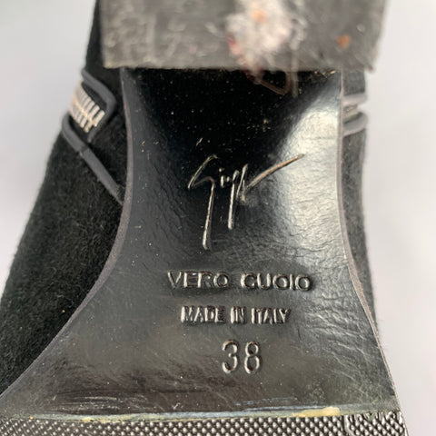GIUSEPPE ZANOTTI Bottines en daim noir à talon épais, taille 8