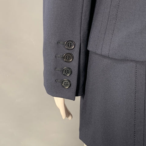 FUTURE OZBEK Size 4 Navy Polyamide Blend Single Breasted Blazer Mini Skirt Set