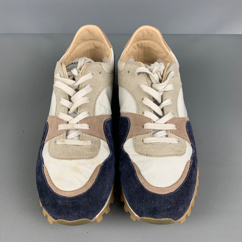 SPALWART Size 7 Blue Cream Nylon Color Block Low Top Sneakers