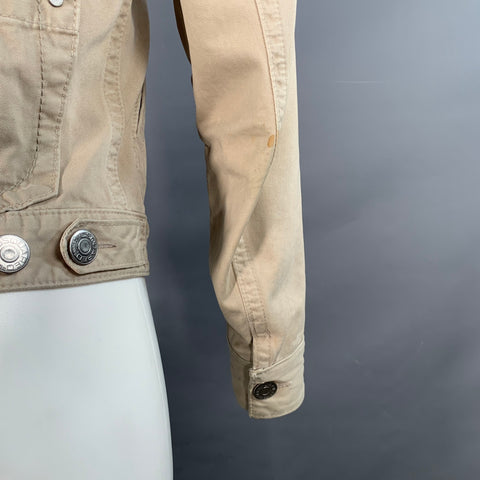 DSQUARED2 Size S Beige Twill Cotton Button Up Jacket