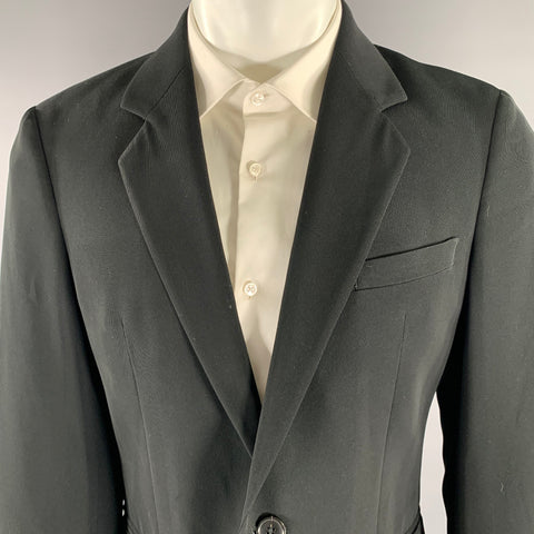 EMPORIO ARMANI Size 40 Black Polyester Notch Lapel Sport Coat