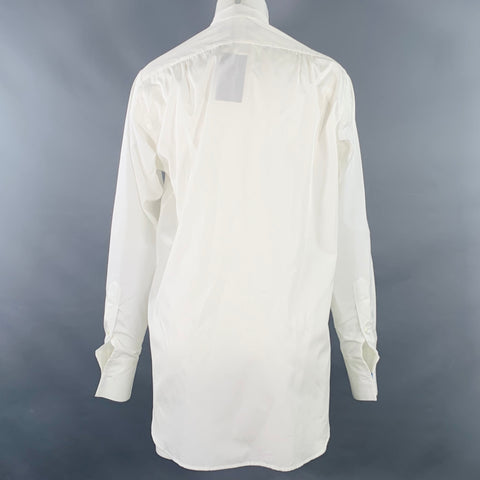 RALPH LAUREN Size 4 White Cotton Pleated Collarless Dress Top