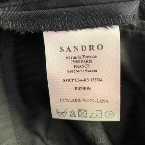SANDRO Size 32 Navy Black Wool Tuxedo Dress Pants