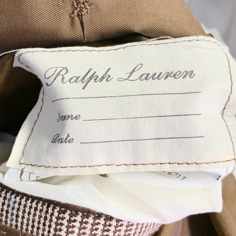 RALPH LAUREN Taille 38 Regular Veste Sport Cachemire Soie Plaid Marron Beige