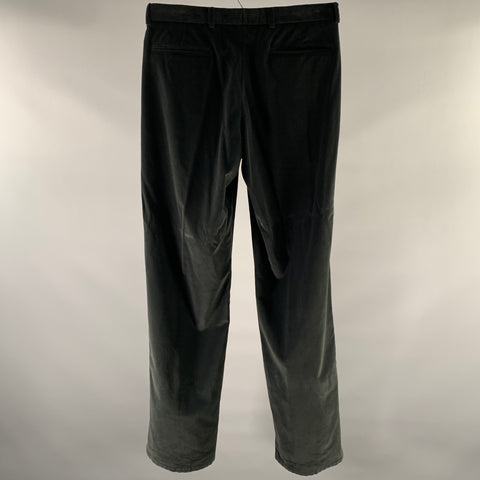 ARMANI COLLEZIONI Size 32 Black Velvet Cotton Blend Straight Leg Dress Pants