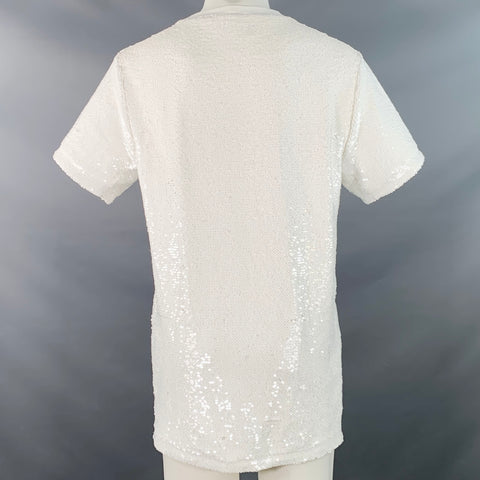 T-shirt long RtA en mélange de polyester à sequins blanc, taille S