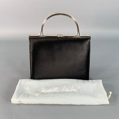 JUDITH LEIBER Vintage One Size Black Silver Silk Evening Handbag