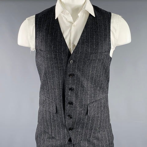 JOSEPH ABBOUD Size 40 Grey Cream Stripe Wool Suit