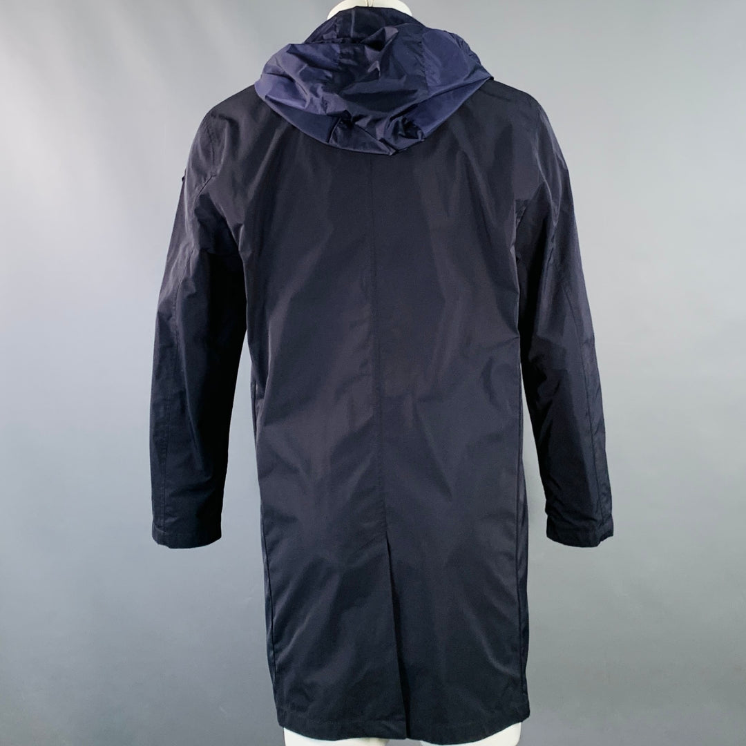 MONCLER 2016 Size M Reynaud Black Navy Polyamide Zip Snaps Coat