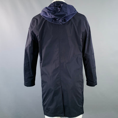 MONCLER 2016 Size M Reynaud Black Navy Polyamide Zip Snaps Coat
