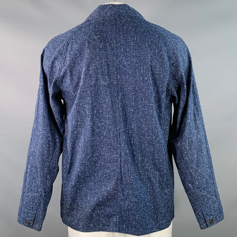 POST O'ALLS Size XL Navy Grey Marbled Cotton Shirt Jacket