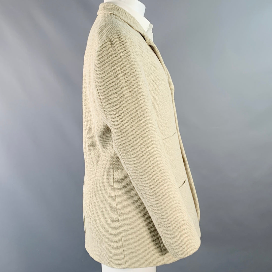 MAISON MARTIN MARGIELA Size 40 Beige Woven Cotton Notch Lapel Sport Coat
