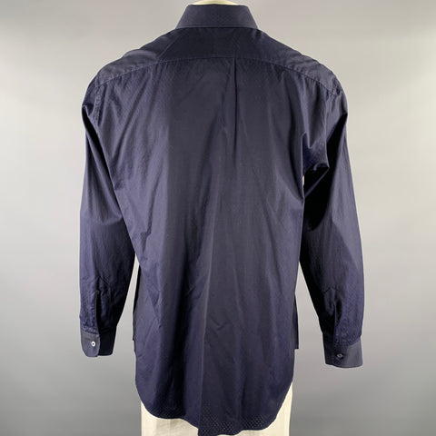 PAUL SMITH Size XL Navy Geometric Cotton Long Sleeve Shirt