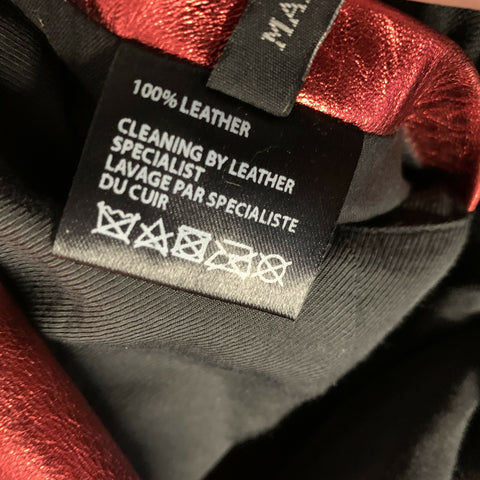 HAIDER ACKERMANN SS2017 Size L Black Red Painted Leather Biker Jacket