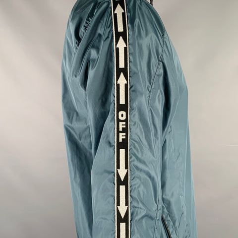 OFF-WHITE Size L Teal Polyamide Zip Up Jacket