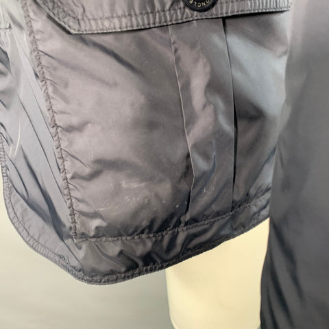 MONCLER Size M Navy Nylon Zip Buttons Windbreaker Jacket
