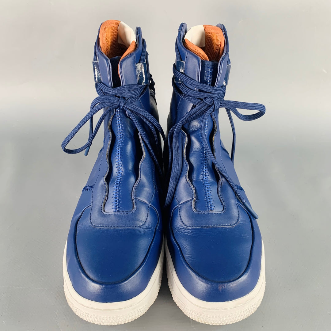 NIKE Size 8.5 Air Force 1 Rebel XX Blue Leather High Top Sneakers